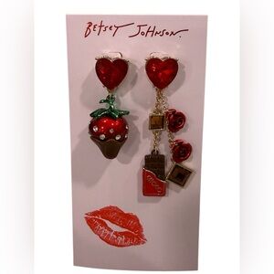 Betsey Johnson Red Heart & Chocolate Drop Earrings